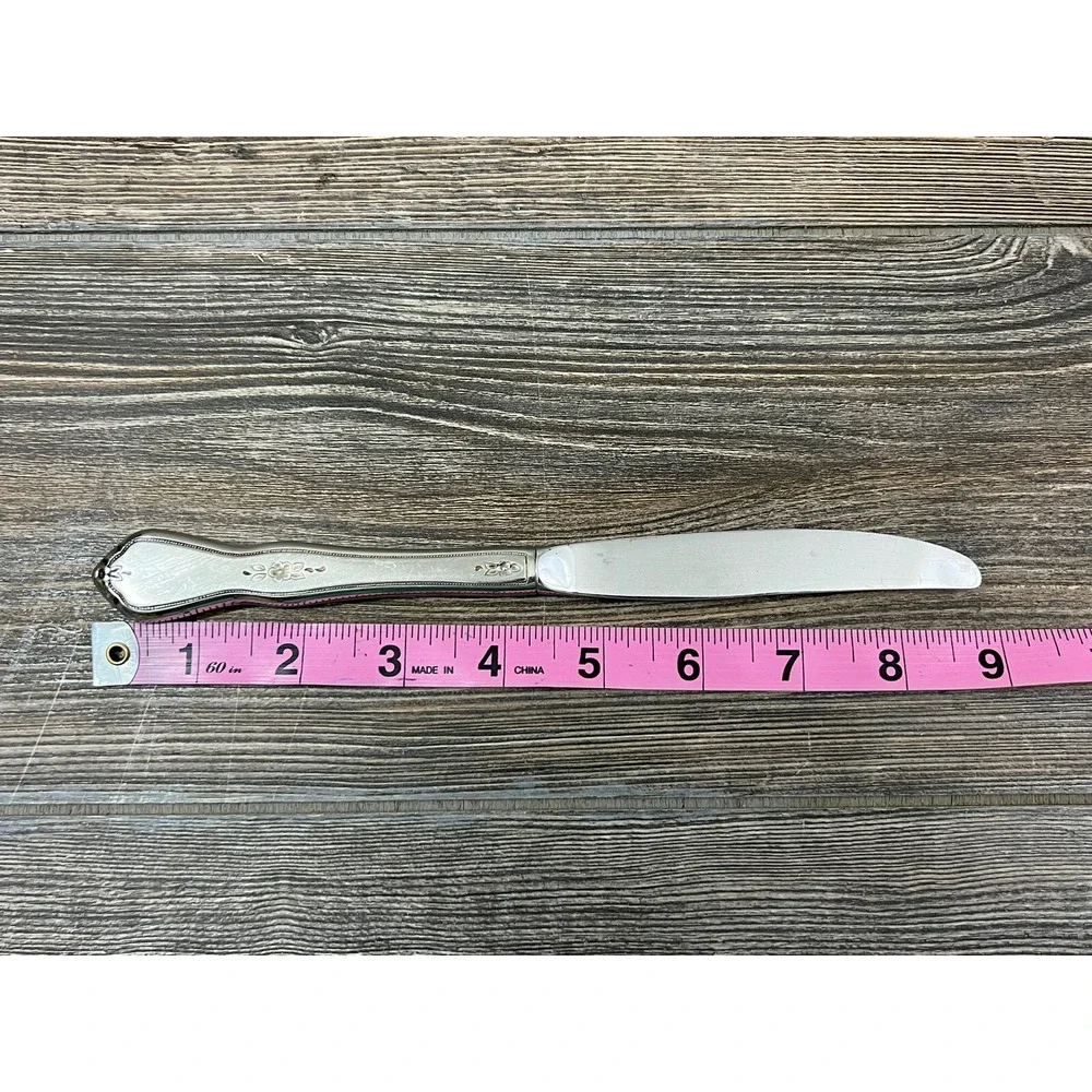 Oneida Dinner Knives Stainless Steel Morning Blossom Pattern Set Of 4 Vintage 9